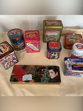 Vintage Decorative Collection of 9 Advertising Tins
